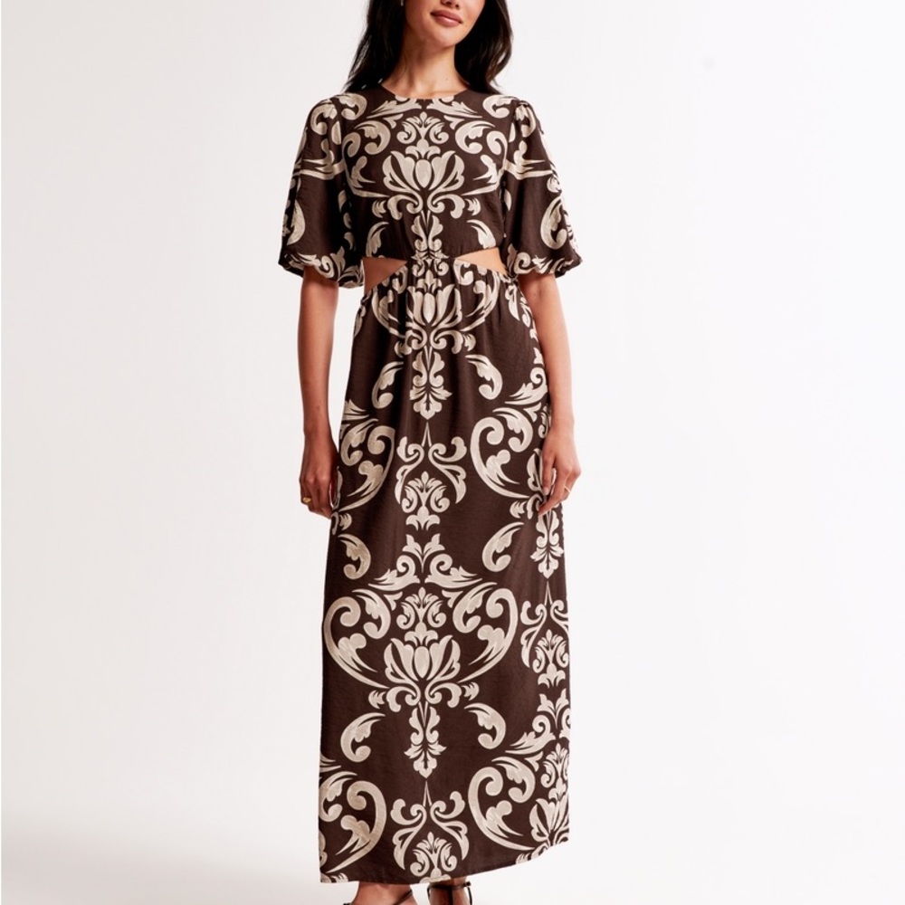 Abercrombie Brown and Cream Maxi Dress Size Small